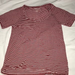 Red/White oversized striped tee